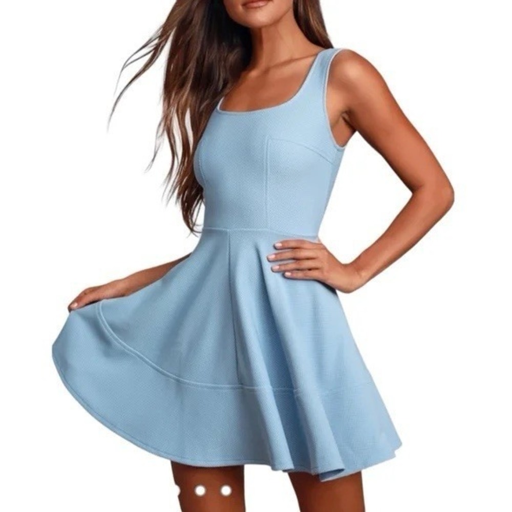 Lulus Periwinkle Blue Fit & Flare Flirty Balletcore Dress Size S NWOT